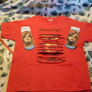 New Red Gildan T-Shirt with Graphic cut Design